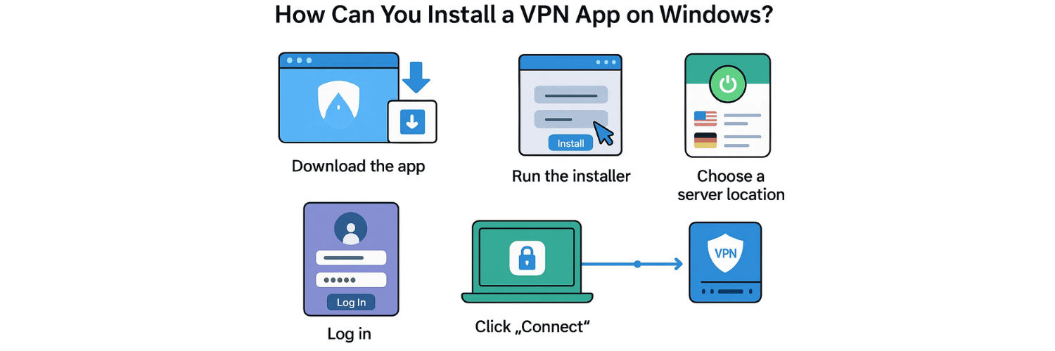 🔹 How Can You Install a VPN App on Windows?