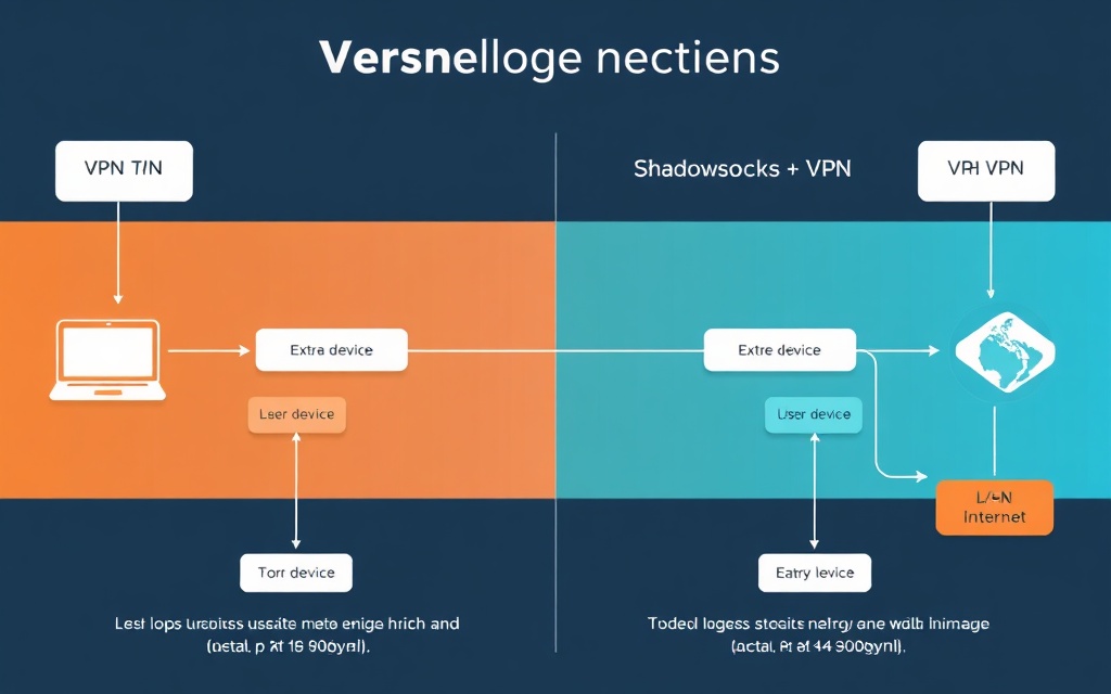 Flowchart of VPN over Tor and Shadowsocks plus VPN setups