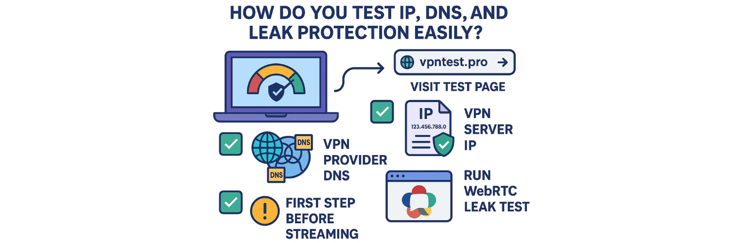 How do you test IP, DNS, and leak protection easily?