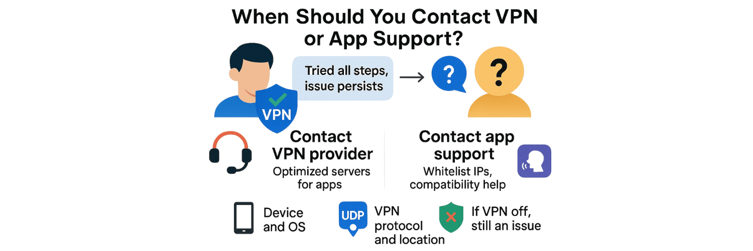 When Should You Contact VPN or App Support?